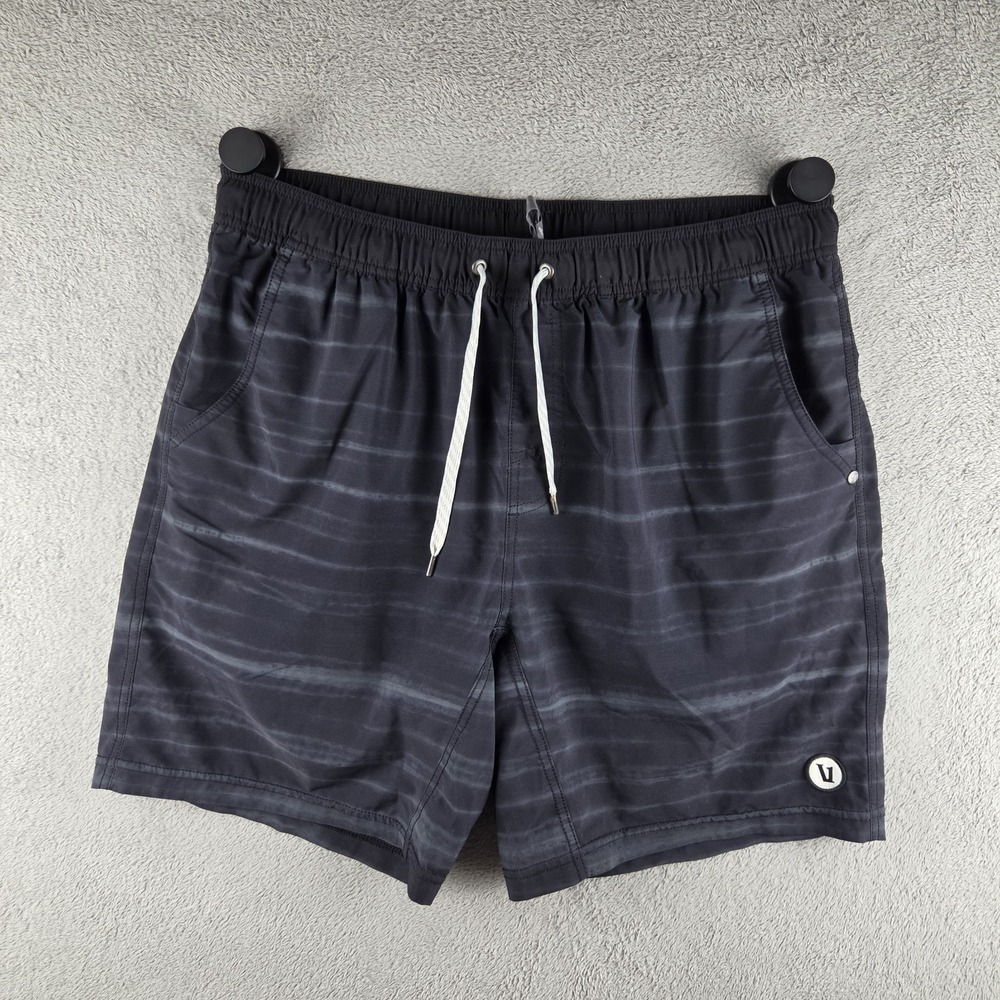 Vuori Kore Black Shibori Striped Lined Shorts Mens XL Athletic Gym Drawstring